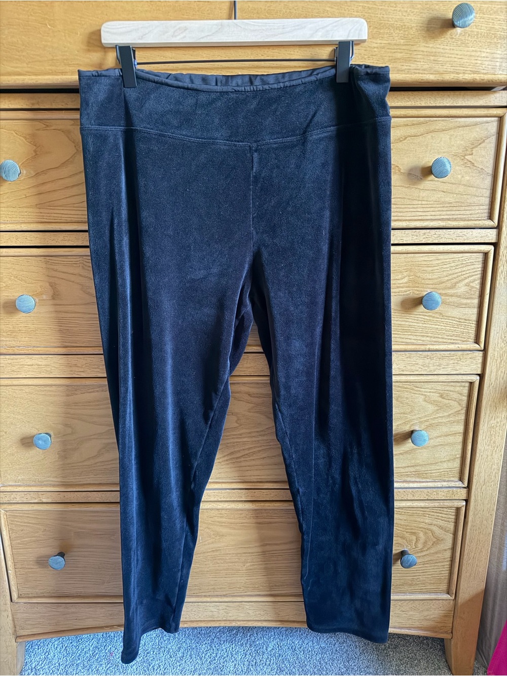 Cuddl Duds Womens Black Velvet Lounge Pants Size XL Athleisure Cozy Straight Leg